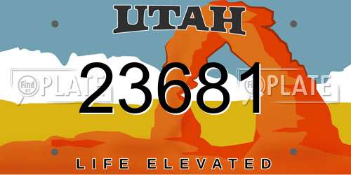 23681 Utah License Plate
