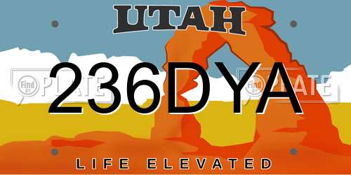 236DYA Utah License Plate