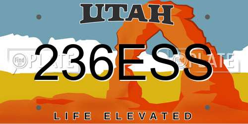 236ESS Utah License Plate