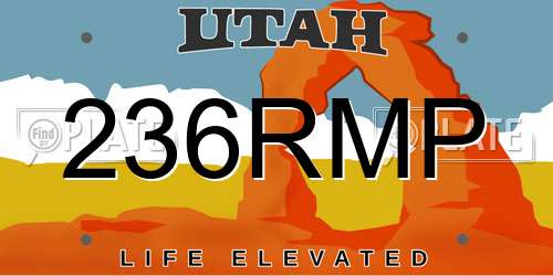 236RMP Utah License Plate