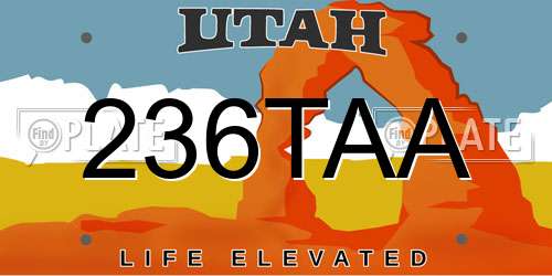 236TAA Utah License Plate