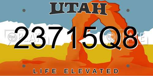 23715Q8 Utah License Plate