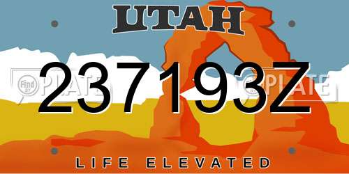 237193Z Utah License Plate