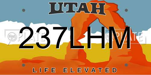237LHM Utah License Plate