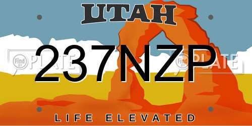 237NZP Utah License Plate