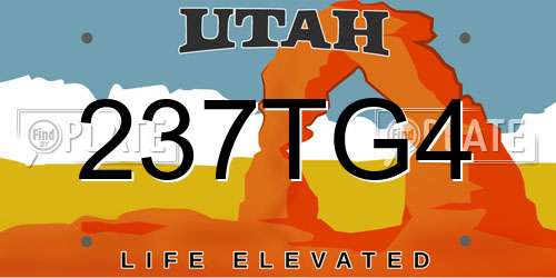 237TG4 Utah License Plate