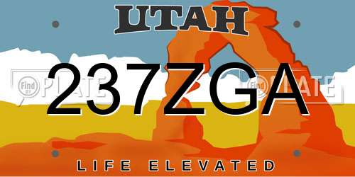 237ZGA Utah License Plate