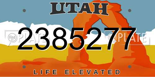 2385277 Utah License Plate