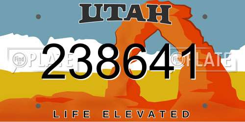 238641 Utah License Plate