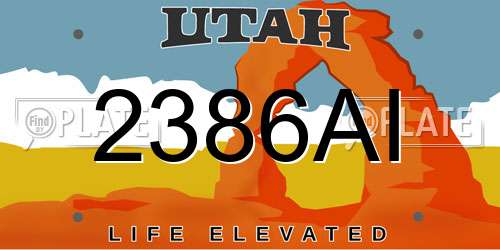 2386AI Utah License Plate