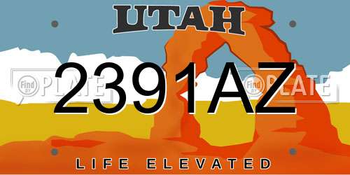 2391AZ Utah License Plate