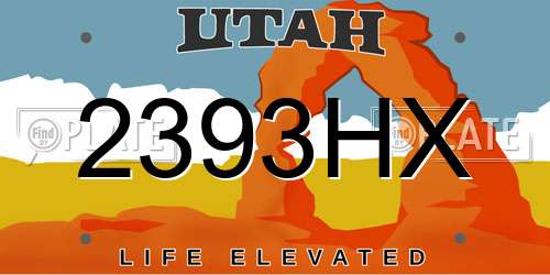 2393HX Utah License Plate
