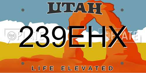 239EHX Utah License Plate