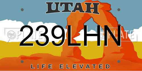 239LHN Utah License Plate