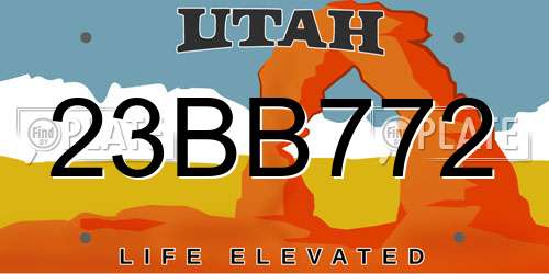 23BB772 Utah License Plate