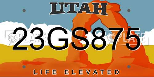 23GS875 Utah License Plate