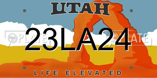 23LA24 Utah License Plate