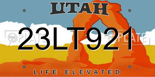 23LT921 Utah License Plate