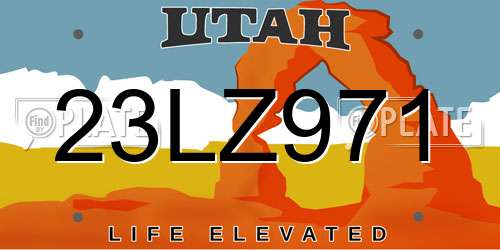 23LZ971 Utah License Plate