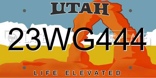 23WG444 Utah License Plate
