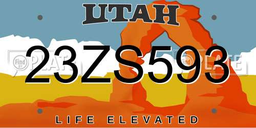 23ZS593 Utah License Plate