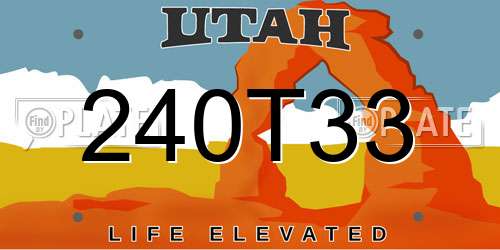 240T33 Utah License Plate