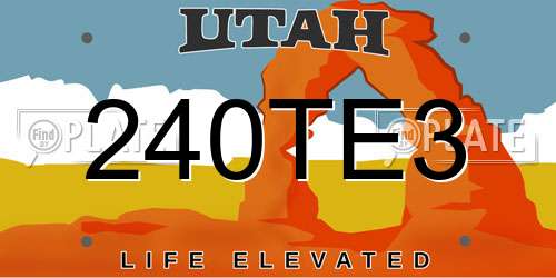 240TE3 Utah License Plate