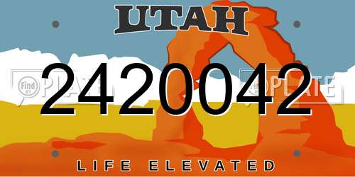 2420042 Utah License Plate