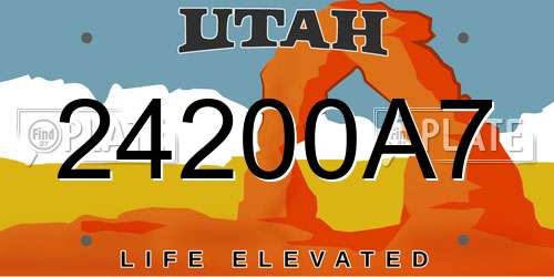 24200A7 Utah License Plate