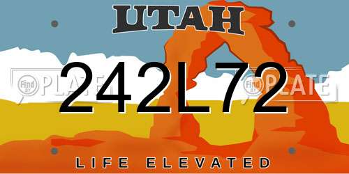 242L72 Utah License Plate