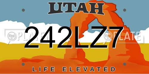 242LZ7 Utah License Plate