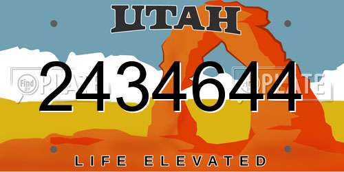 2434644 Utah License Plate