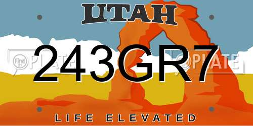 243GR7 Utah License Plate