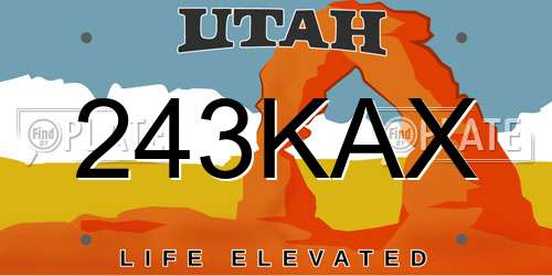 243KAX Utah License Plate