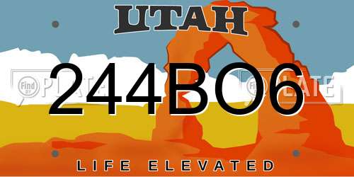 244BO6 Utah License Plate