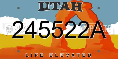 245522A Utah License Plate