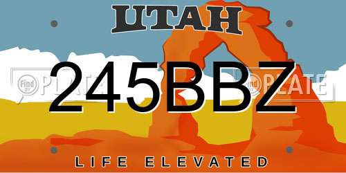 245BBZ Utah License Plate