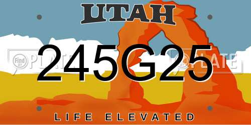 245G25 Utah License Plate