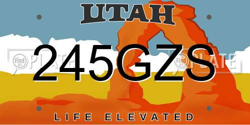245GZS Utah License Plate