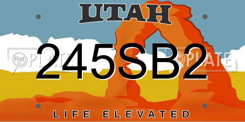 245SB2 Utah License Plate