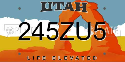 245ZU5 Utah License Plate