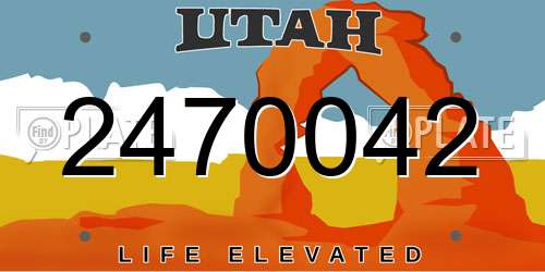 2470042 Utah License Plate