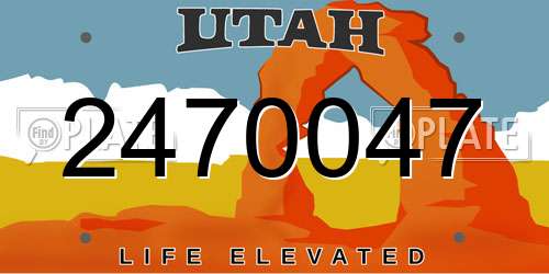 2470047 Utah License Plate