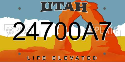 24700A7 Utah License Plate