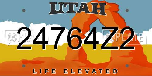 24764Z2 Utah License Plate