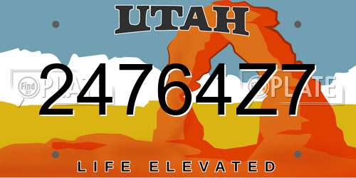 24764Z7 Utah License Plate