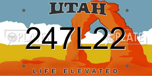 247L22 Utah License Plate