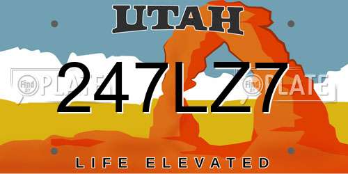 247LZ7 Utah License Plate