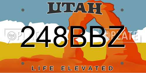 248BBZ Utah License Plate