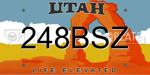 248BSZ Utah License Plate